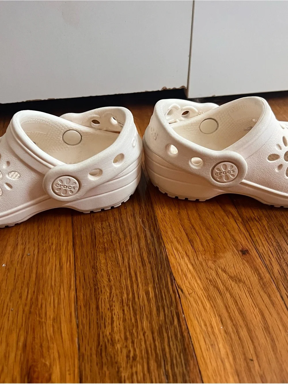 Baby White Floral Crocs - Comfortable Slip-On Shoes